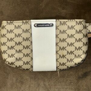 Michael Kors Tan and White Logo Clutch